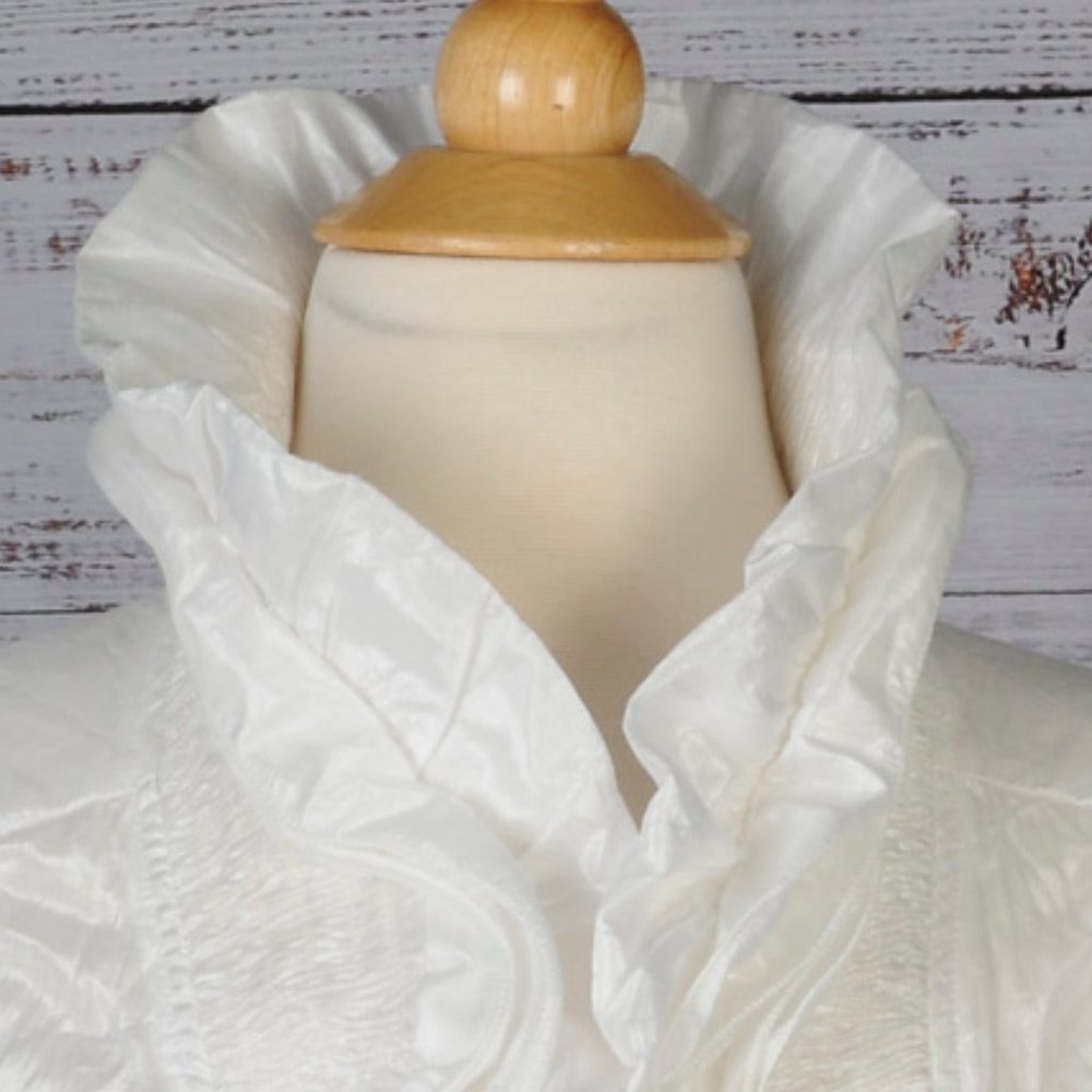 White, Structured Open Front Jacket By Mine, Size… - image 5